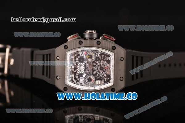 Richard Mille RM 011 Felipe Massa Flyback Chronograph Swiss Valjoux 7750 Automatic Carbon Fiber Case with Skeleton Dial and White Inner Bezel - 1:1 Original - Click Image to Close